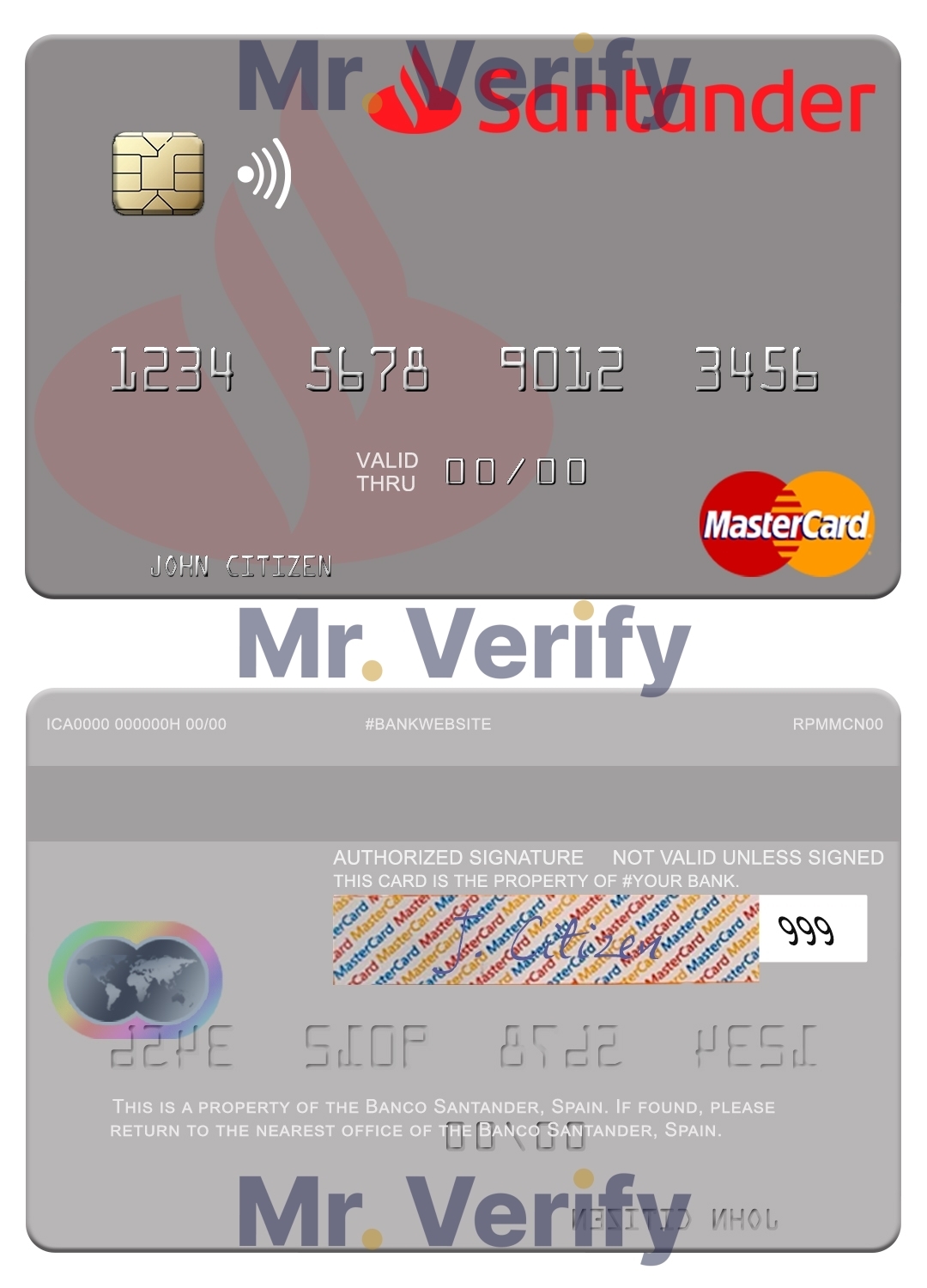 Fillable Spain Banco Santander mastercard Templates | Layer-Based PSD