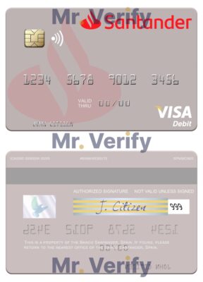 Editable Spain Banco Santander visa credit card Templates in PSD Format