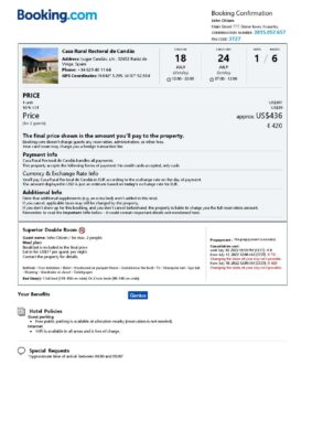 Customizable Spain Airbnb Reservation Template | Word & PDF Formats