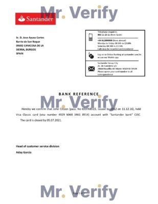 Download Spain Santander Bank Reference Letter Templates | Editable Word