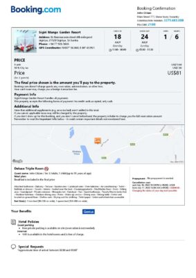Customizable Sri Lanka Airbnb Reservation Template | Word & PDF Formats