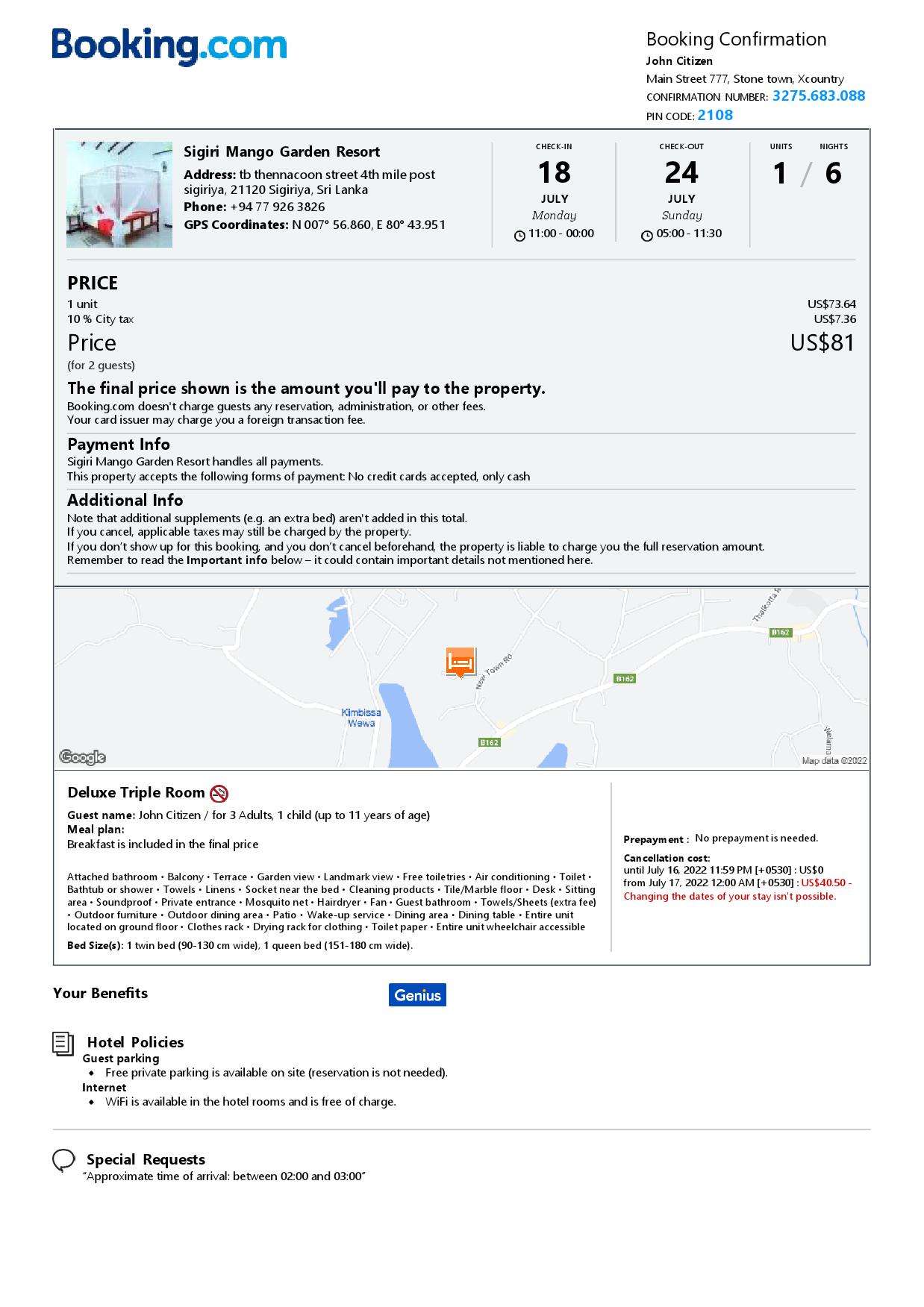 Customizable Sri Lanka Airbnb Reservation Template | Word & PDF Formats