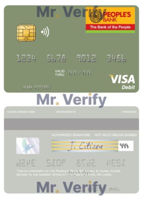 Fillable Sri Lanka People’s Bank visa debit card Templates | Layer-Based PSD