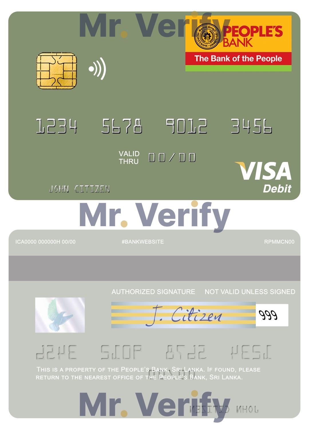 Fillable Sri Lanka People’s Bank visa debit card Templates | Layer-Based PSD