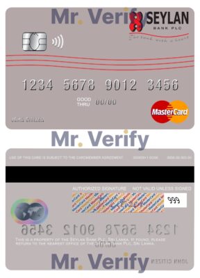 Editable Sri Lanka Seylan Bank Plc mastercard Templates in PSD Format