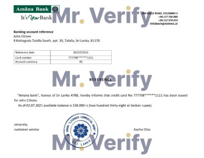 Download Sri Lanka Amana Bank Reference Letter Templates | Editable Word
