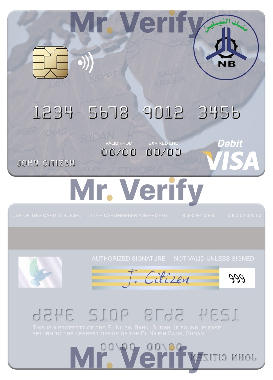 Fillable Sudan El Nilein Bank visa debit card Templates | Layer-Based PSD