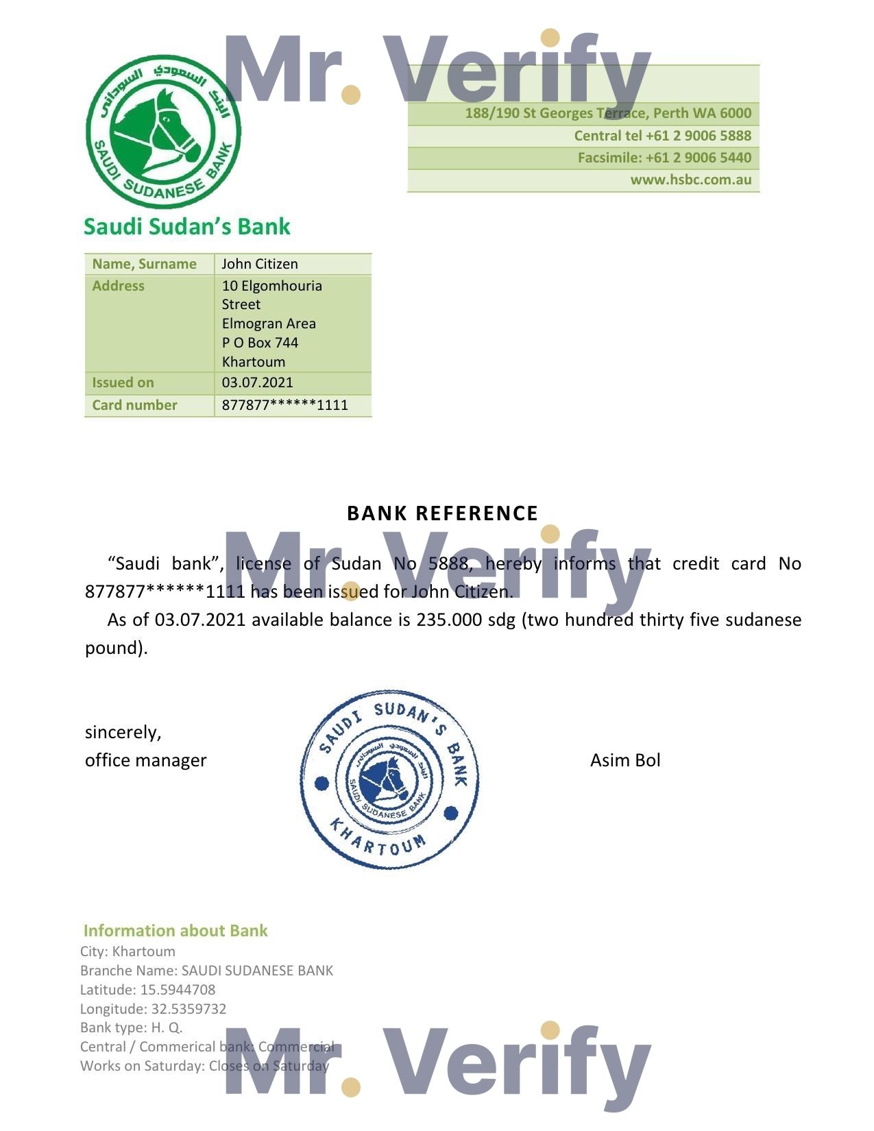 Download Sudan Saudi Sudan’s Bank Reference Letter Templates | Editable Word