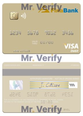 Fillable Suriname Finabank N.V. visa debit card Templates | Layer-Based PSD