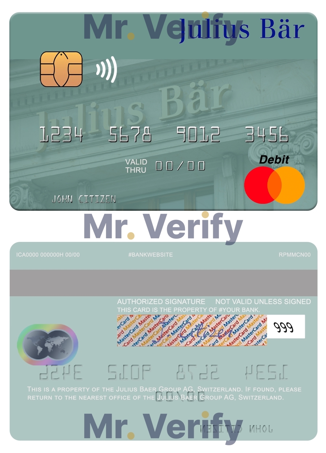 Fillable Switzerland Julius Baer Group AG mastercard Templates | Layer-Based PSD