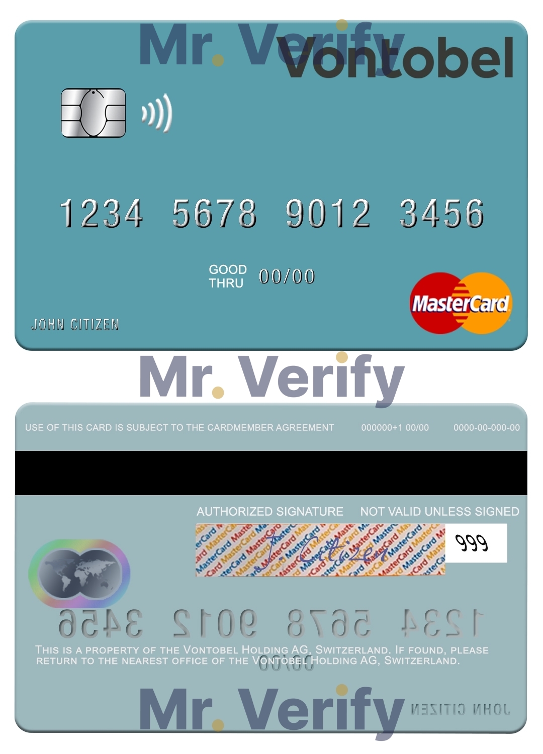 Editable Switzerland Vontobel Holding AG mastercard Templates in PSD Format