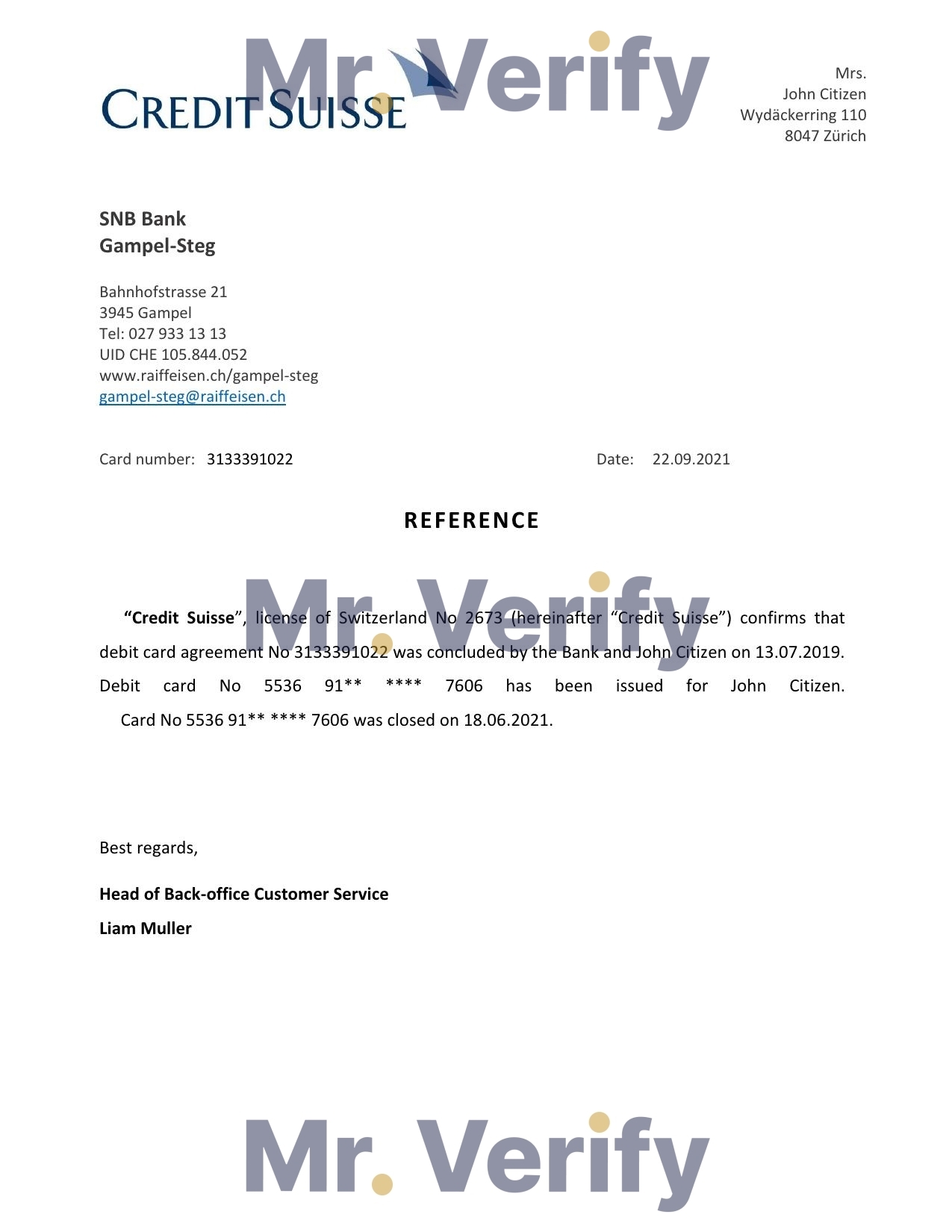 Download Switzerland Credit Suisse Bank Reference Letter Templates | Editable Word