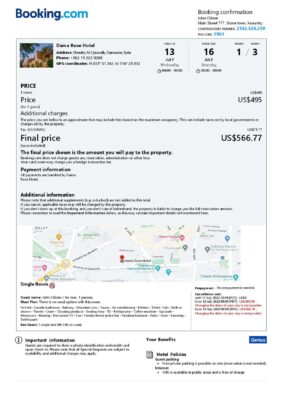 Customizable Syria Airbnb Reservation Template | Word & PDF Formats