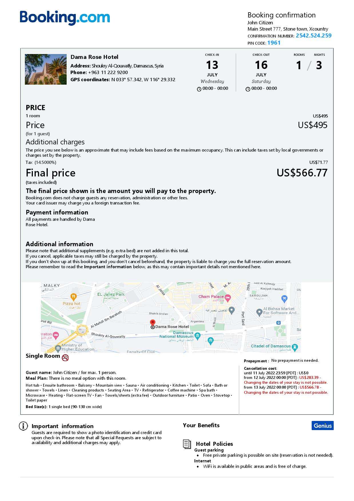 Customizable Syria Airbnb Reservation Template | Word & PDF Formats