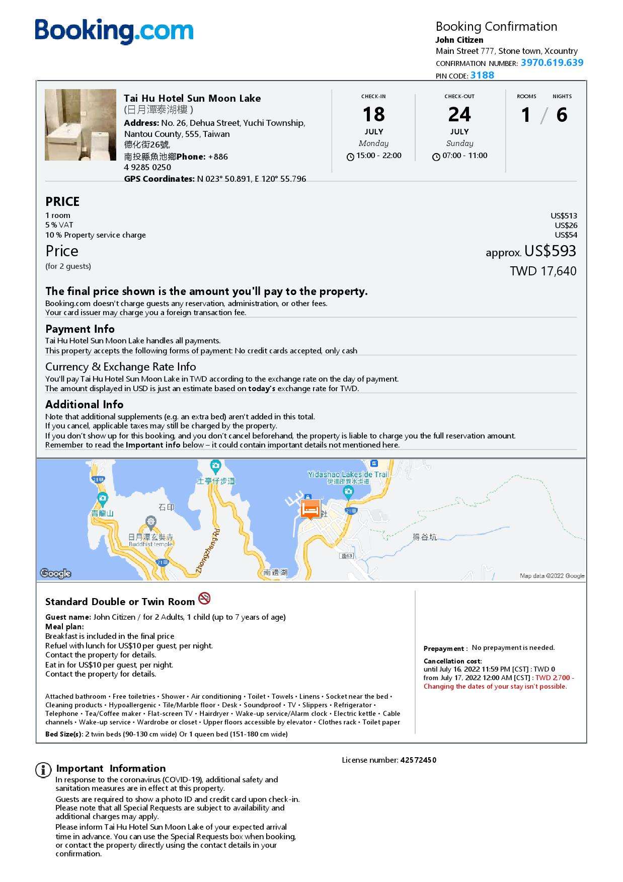 Customizable Taiwan Airbnb Reservation Template | Word & PDF Formats