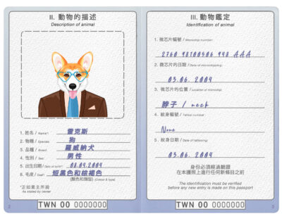 Taiwan dog Fake PSD Passport | Instant Download