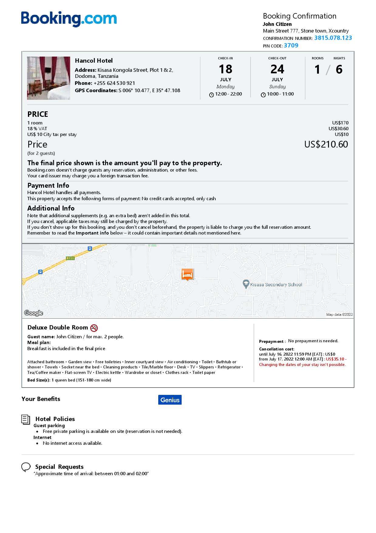 Customizable Tanzania Airbnb Reservation Template | Word & PDF Formats