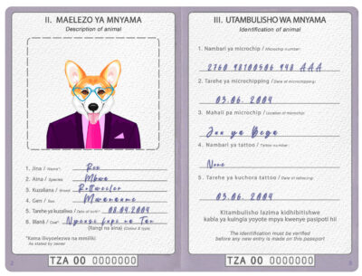 Tanzania dog Fake PSD Passport | Instant Download