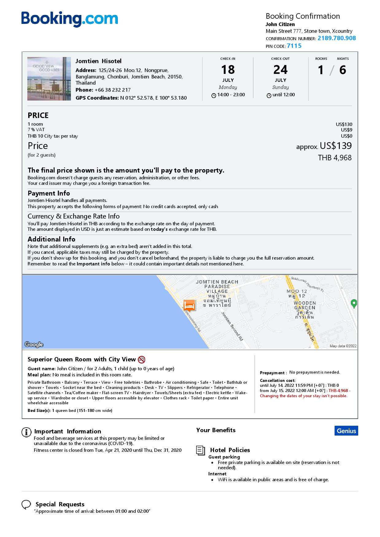 Customizable Thailand Airbnb Reservation Template | Word & PDF Formats
