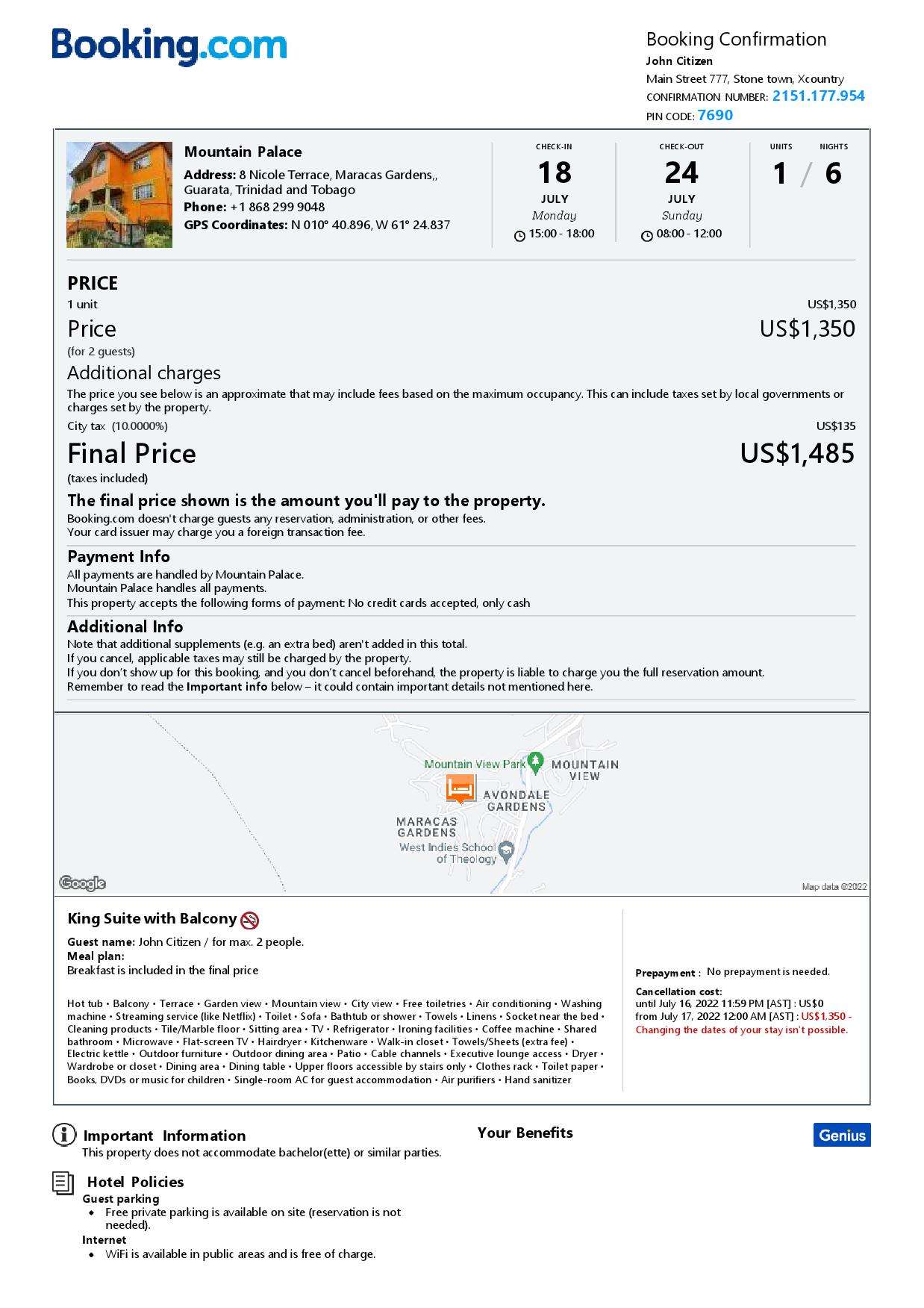 Customizable Trinidad and Tobago Airbnb Reservation Template | Word & PDF Formats