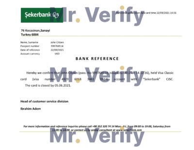 Download Turkey Sekerbank Bank Reference Letter Templates | Editable Word