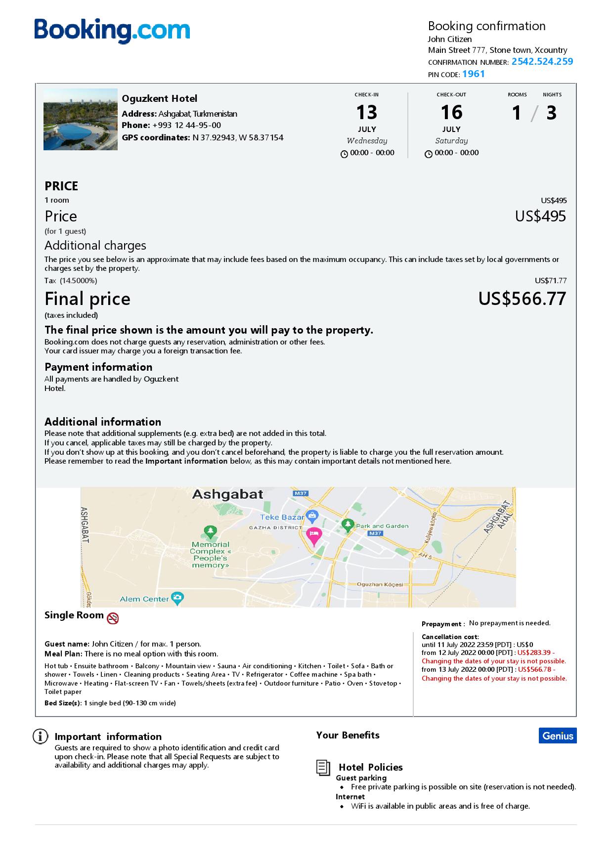 Customizable Turkmenistan Airbnb Reservation Template | Word & PDF Formats