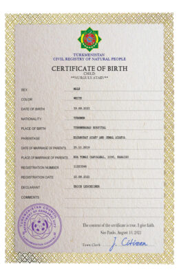 Authentic Turkmenistan Birth Certificate Template | Customize and Download Online