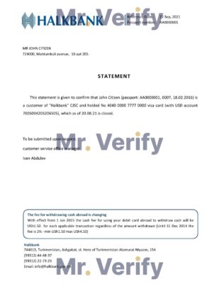 Download Turkmenistan Halkbank Bank Reference Letter Templates | Editable Word
