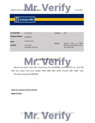 Download UAE Emirates NBD Bank Reference Letter Templates | Editable Word