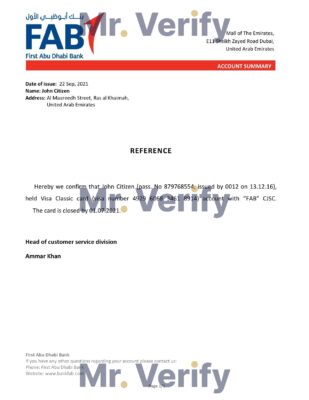 Download UAE FAB Bank Reference Letter Templates | Editable Word