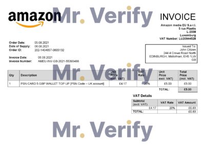 High-Quality United Kingdom Amazon American multinational technology company Invoice Template PDF | Fully Editable