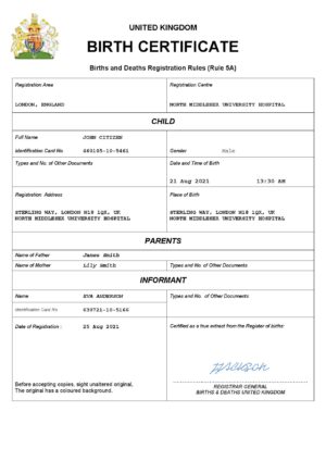 England Editable Templates 2 United Kingdom vital record birth certificate Word and PDF template, completely editable