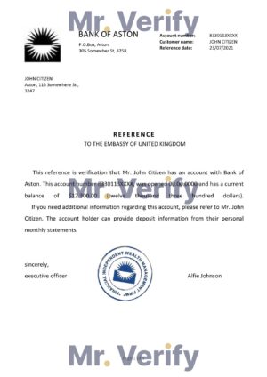 England Editable Templates 6 Download United Kingdom Bank of Aston Bank Reference Letter Templates | Editable Word
