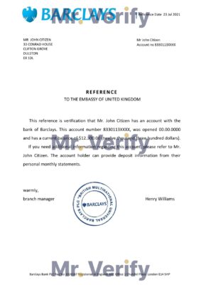 Download United Kingdom Barclays Bank Reference Letter Templates | Editable Word
