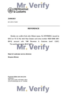 Download United Kingdom HM Revenue & Custom Bank Reference Letter Templates | Editable Word