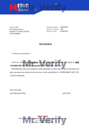 England Editable Templates 2 Download United Kingdom Metro Bank Reference Letter Templates | Editable Word