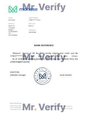 England Editable Templates 12 Download United Kingdom Monese Bank Reference Letter Templates | Editable Word