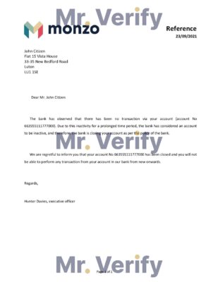 Download United Kingdom Monzo Bank Reference Letter Templates | Editable Word