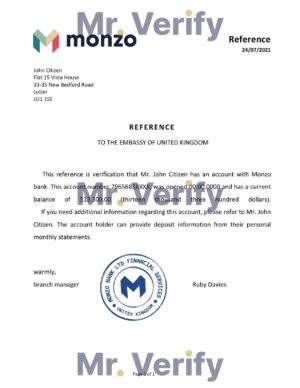 England Editable Templates 11 Download United Kingdom Monzo Bank Reference Letter Templates | Editable Word