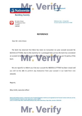 Download United Kingdom Nationwide Bank Reference Letter Templates | Editable Word