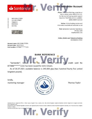 Download United Kingdom Santander Bank Reference Letter Templates | Editable Word
