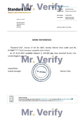 Download United Kingdom Standard Life Bank Reference Letter Templates | Editable Word