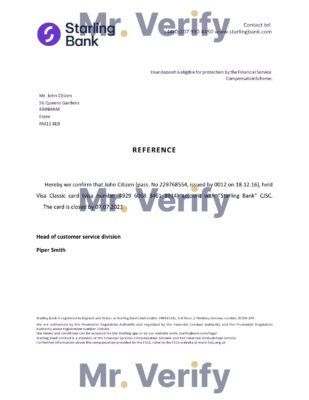 Download United Kingdom Starling Bank Reference Letter Templates | Editable Word