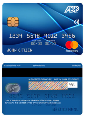Fillable USA ADP Earnings bank mastercard Templates | Layer-Based PSD