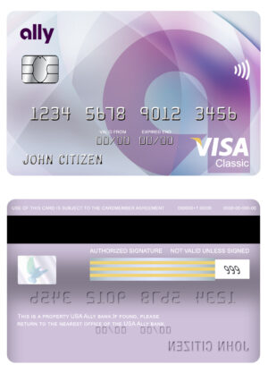 USA Editable Templates 8 Editable USA Ally bank visa classic card Templates in PSD Format