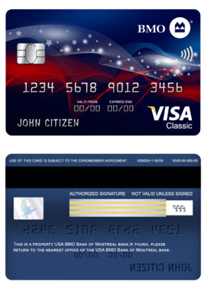 USA Editable Templates 16 Fillable USA BMO Bank of Montreal bank visa classic card Templates | Layer-Based PSD