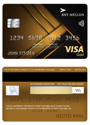 USA Editable Templates 5 Editable USA Bank of New York Mellon visa gold card Templates in PSD Format