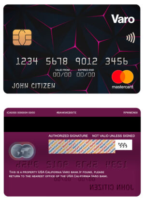 USA Editable Templates 4 Fillable USA California Varo bank mastercard Templates
