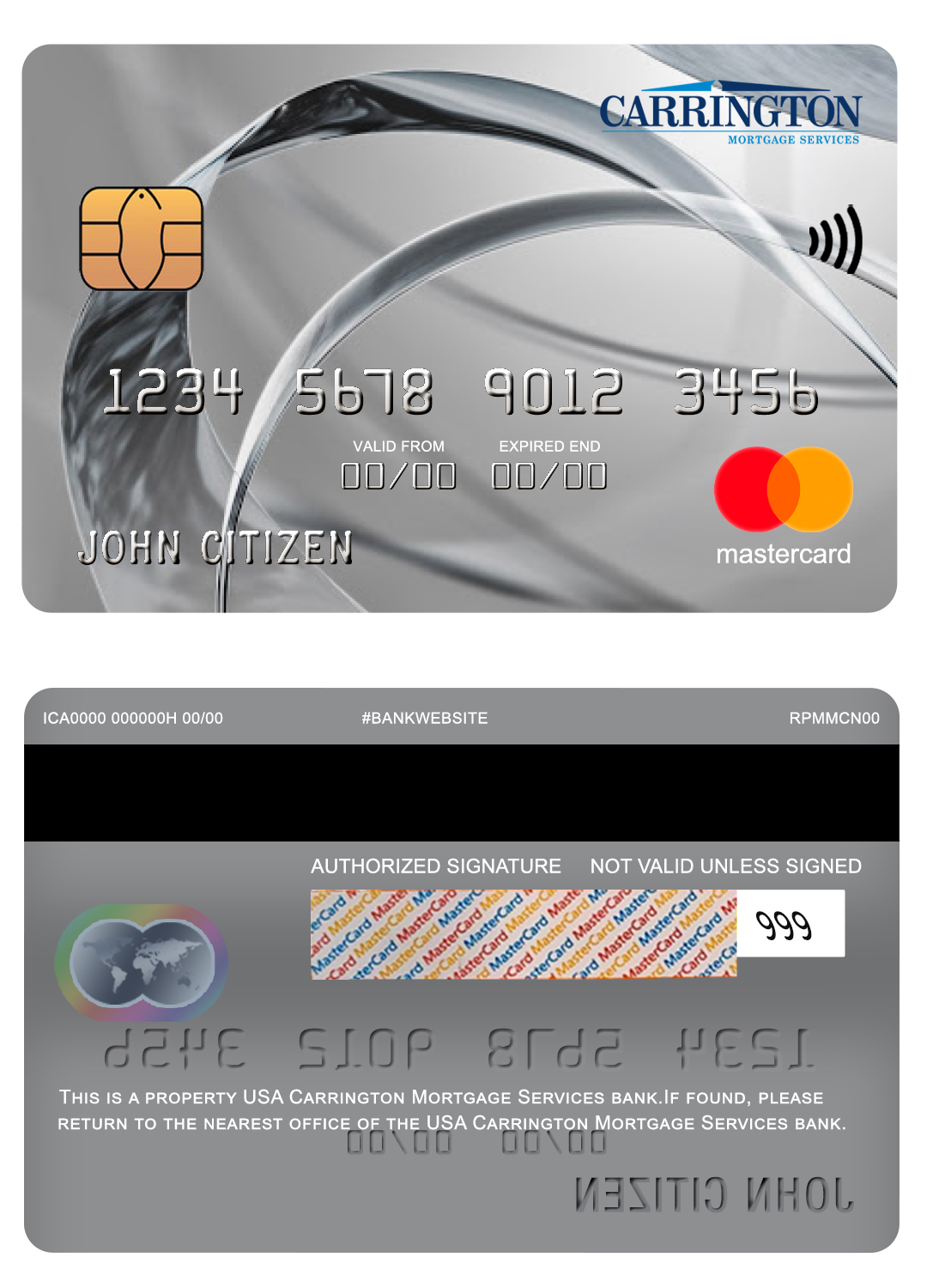 Editable USA Carrington Mortgage Services bank mastercard Templates in PSD Format