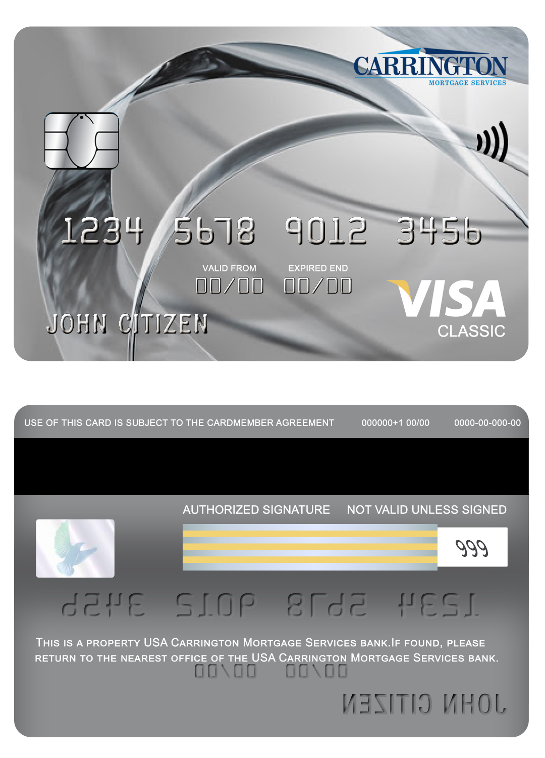 Fillable USA Carrington Mortgage Services bank visa classic card Templates | Layer-Based PSD